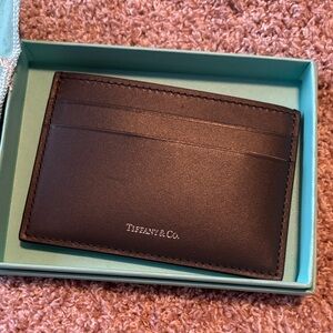 Tiffany & Co. Dark Charcoal Grey Leather Card Holder
